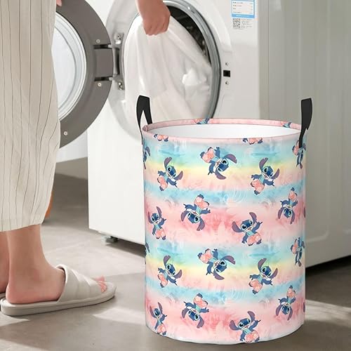 Miniatura 7 de Cesta circular de ropa sucia de dibujos animados lindo monstruo cesta de lavandería impermeable plegable bolsa de almacenamiento para el hogar baño
