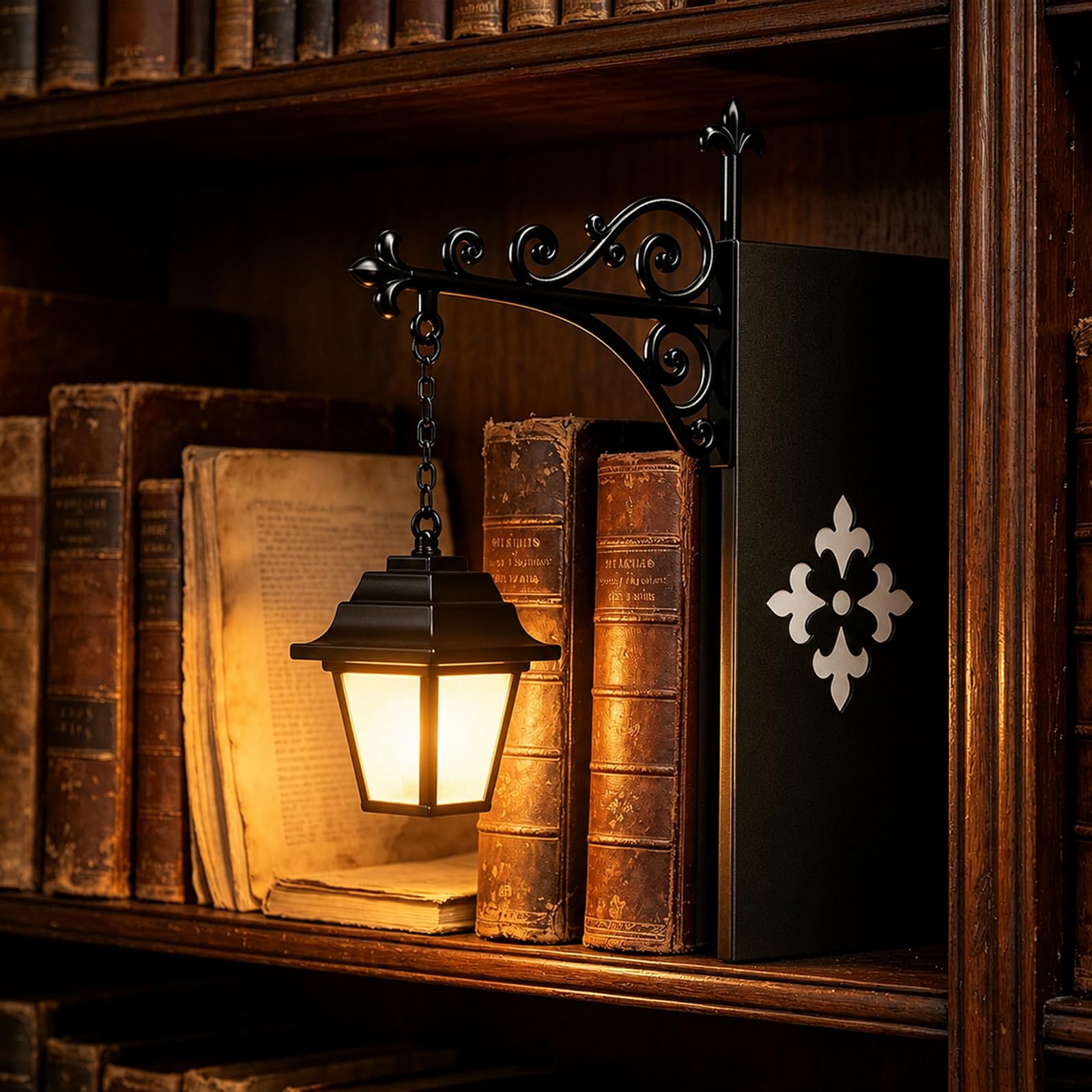 SylvaFusion Library Lantern Bookshelf Lamp, Vintage Bookshelf Lights