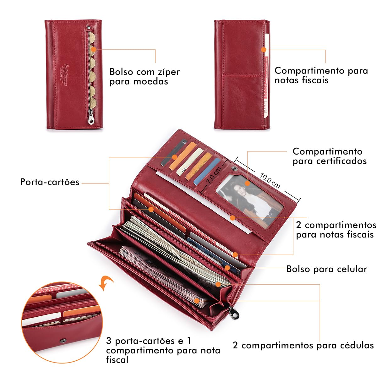 Contacts Carteira Bifold Feminina em Couro Legítimo com 15 Porta-Cartões, Bolso para Moedas, Compartimento para Notas, Porta-ID e Suporte para Celular, Compacta e Luxo(Vermelho) em promoção! Veja a oferta e mais achadinhos de Bolsas 4 Hoje é o melhor dia para comprar Contacts Carteira Bifold Feminina em Couro Legítimo com 15 Porta-Cartões, Bolso para Moedas, Compartimento para Notas, Porta-ID e Suporte para Celular, Compacta e Luxo(Vermelho) com aquele preço maroto! Promoção! Aproveite a oferta! 4