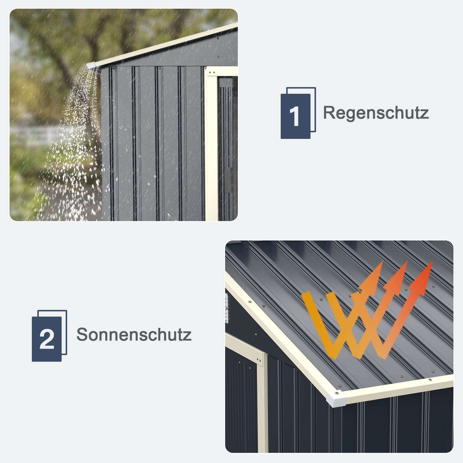 GOPLUS Metall Gerätehaus, 2,37 m²/4,63 m³ Gerätehaus, Geräteschuppen mit Schiebetür, Satteldach, Lüftungsfenster, verzinktes wetterfestes Gartenhaus für Garten Terrasse Balkon (213 x 127 x 195cm)