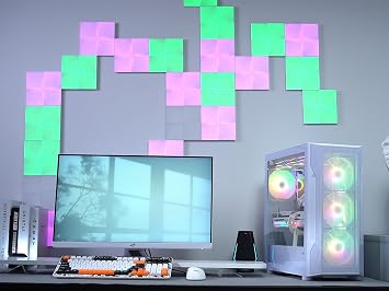 SAMA S40 ATX Mid-Tower Gaming PC Case, 4 ARGB Fans, USB-C, 360mm AIO White