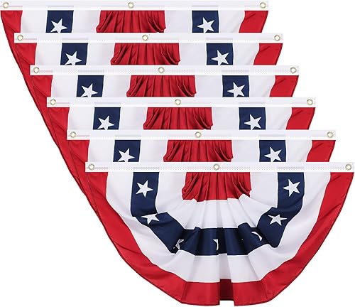 Miniatura 1 de Tatuo Decoraciones patrióticas, banderas plisadas para fanáticos del 4 de julio, bandera de Estados Unidos, bandera de estrellas y rayas para el Día