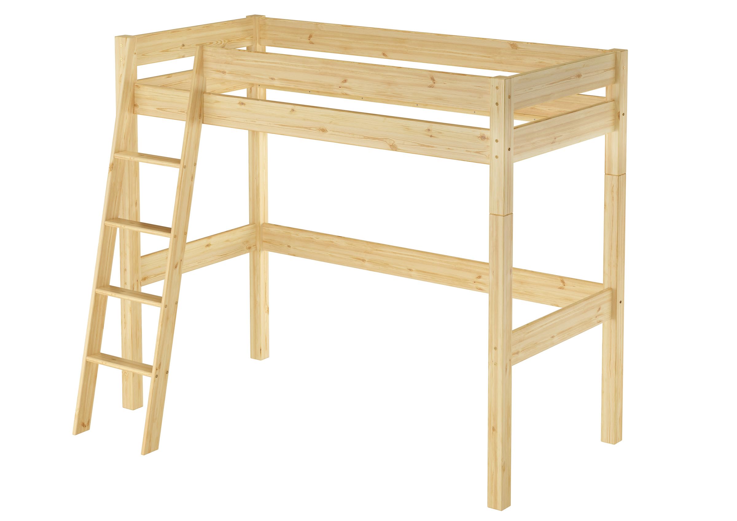Erst-Holz Zubehör für Einzelbett zur Erweiterung zum Hochbett Pfosten Leiter, Sicherung V-60.20Z-09 (Kiefer)