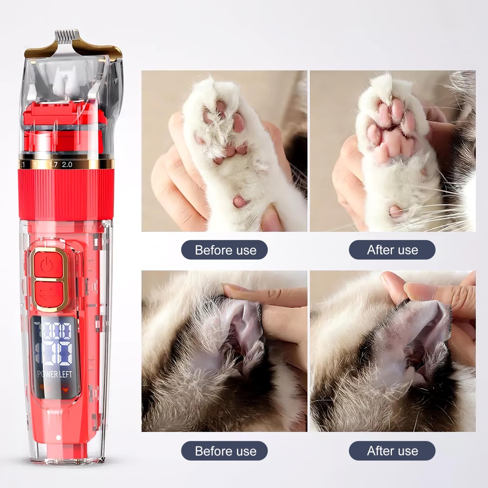 Tondeuse à Poils de Chien sans Fil Rechargeable 1 Set Rouge