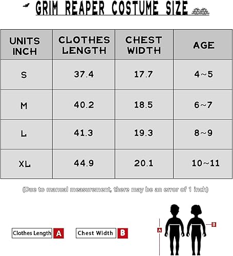 Miniatura 6 de Nabobs Disfraz de la parca para niños, disfraces aterradores con ojos rojos brillantes, cosplay de Halloween con juguetes de plástico para niños y