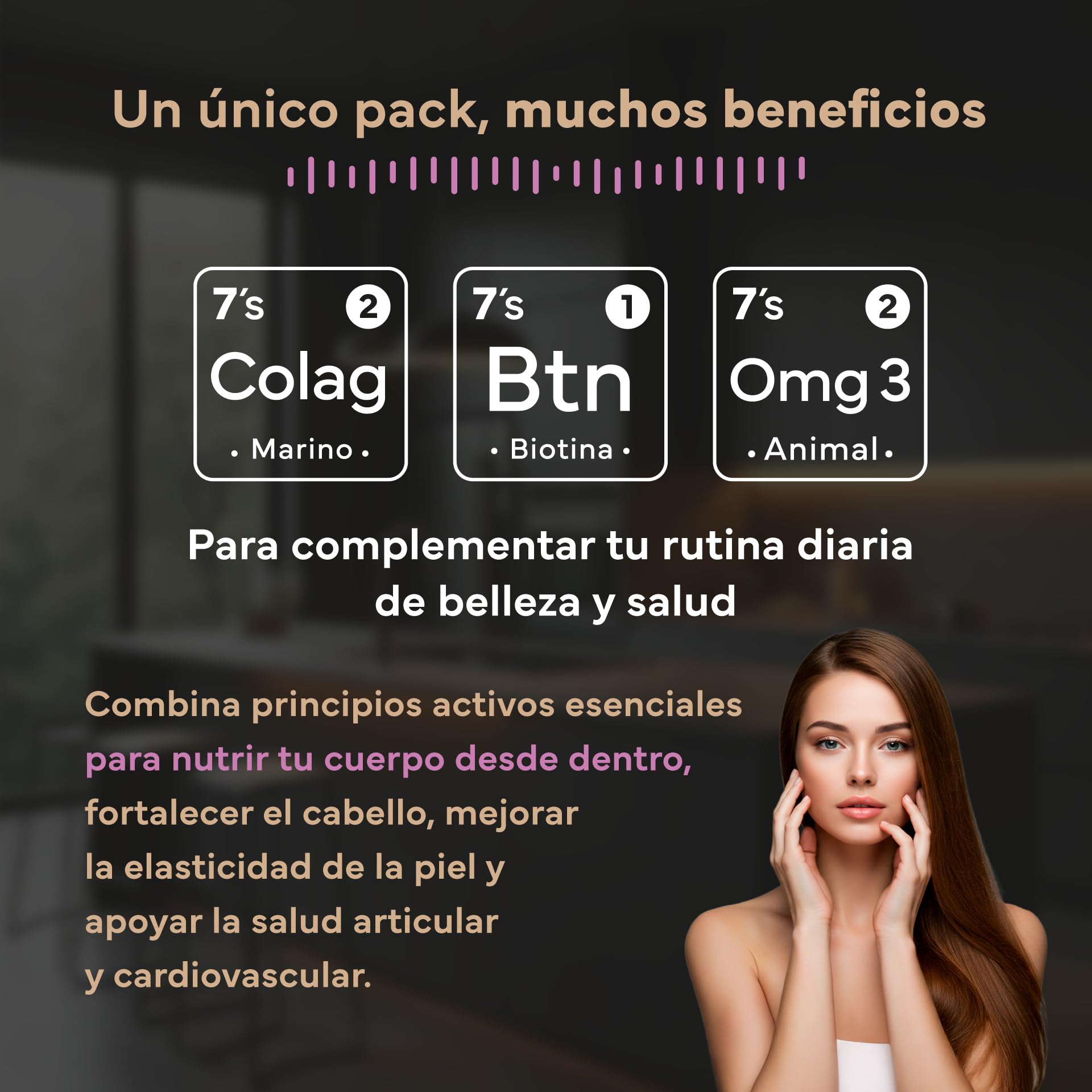 Biotina para Cabello + Colágeno con Magnesio + Omega 3 capsulas | Pack Regalo Belleza y Bienestar - Vitaminas para el Cabello, Piel y Uñas - Suplementos Alimenticios para Cuidado Integral