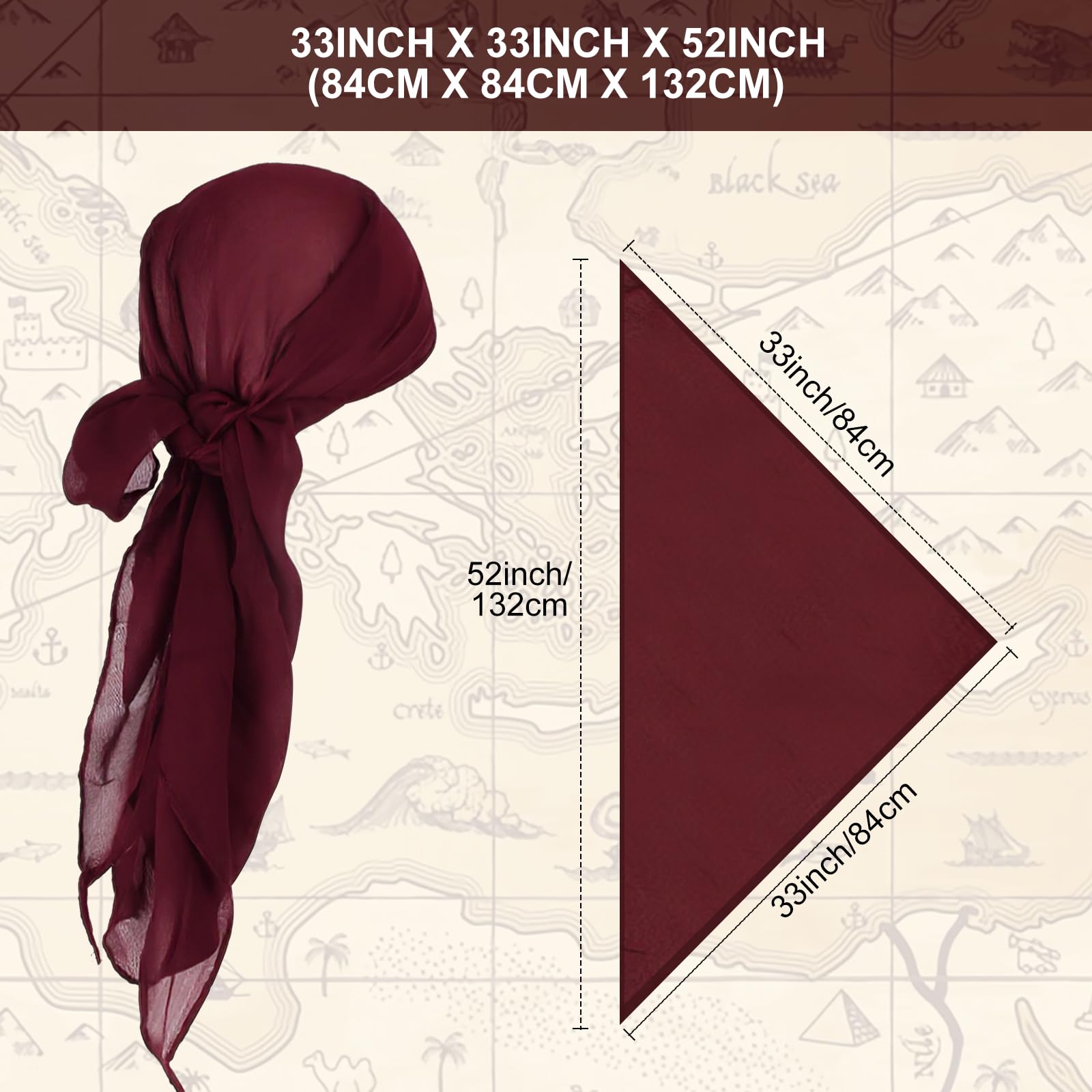 Pirate Costume Men Women Halloween Bandana and Belt Set Accessories for Pirate Hat Styling & Themed Adventures