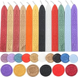 12Pcs Sealing Wax Sticks with Wicks, Assorted Colors Wax Seal Sticks Great for Letter Sealings Waxstamp Wedding Invitations, Packaging Decoration (12)