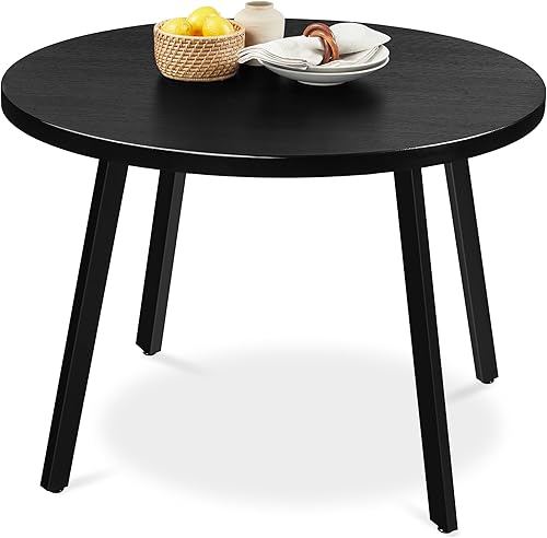 Best Choice Products Mesa de comedor redonda de mediados de siglo moderna de 35.5 pulgadas, comedor que ahorra espacio para el hogar, cocina, Negro