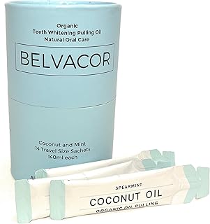 Organic Pulling Oil: Coconut Oil, Peppermint Oil and Menthol Oil for Healthy Teeth and Gums, Alcohol Free Mouthwash, Teeth Whitening, Helps Bad Breath and Freshens Mouth, 14 Travel Packets