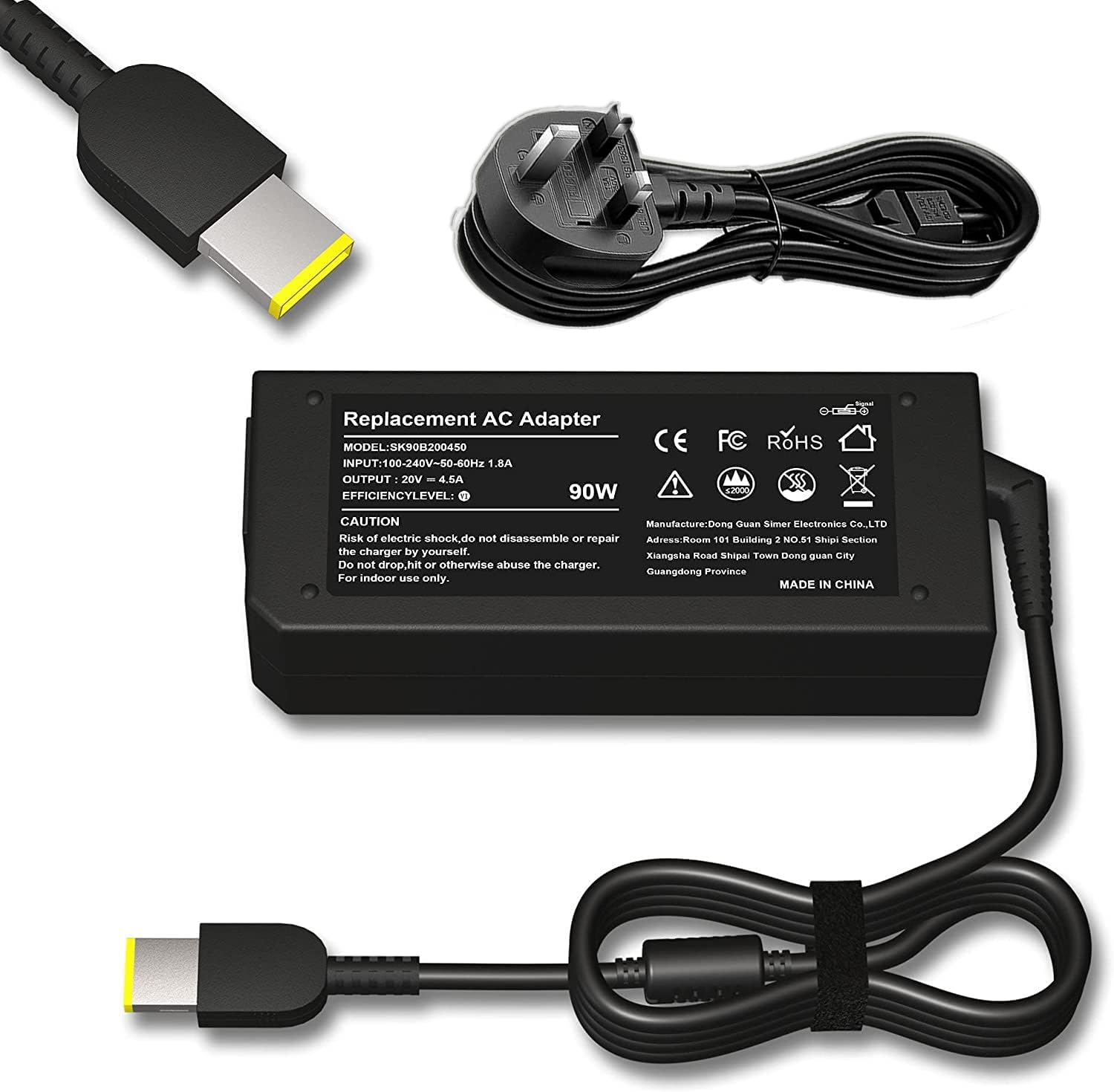 AC Adapter 90W 20V 4.5A Laptop Charger for Lenovo ThinkPad X1 Carbon T440 E431 G410 45N0237 45N0236 45N0239 344428U ThinkPad T431s Z510 PA-1900-081 0B46994 0B46995 Yoga 11s Flex 14 15D Power Cord