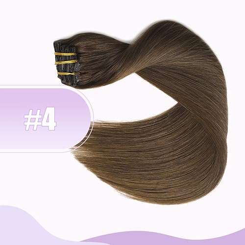 Miniatura 6 de Sindra Extensiones de cabello humano real con pinzas, 18 pulgadas, extensiones de cabello humano real Remy lacio con pinzas, para mujer, 4.23 oz, 6