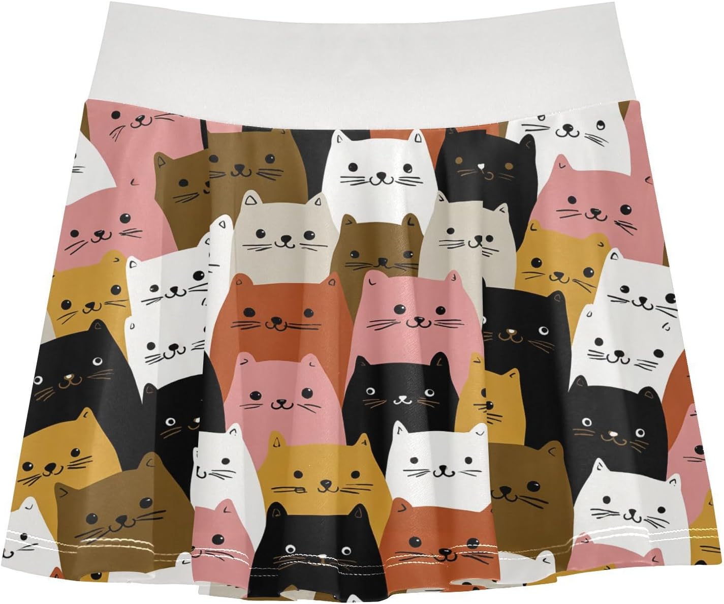 visesunny Cute Block Cats Girl's Golf Skirt Athletic Tennis Skort Sport Activewear with Double Layer Pockets