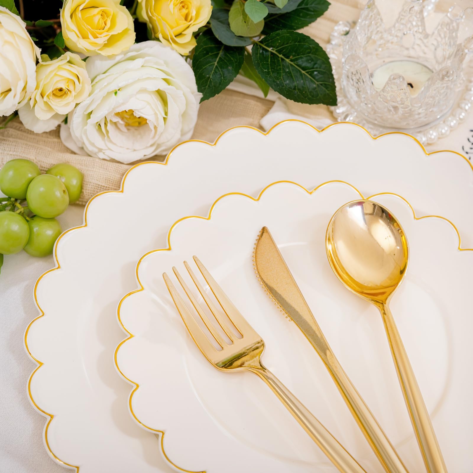 Gold Rim Plates Party Dinnerware Set -7