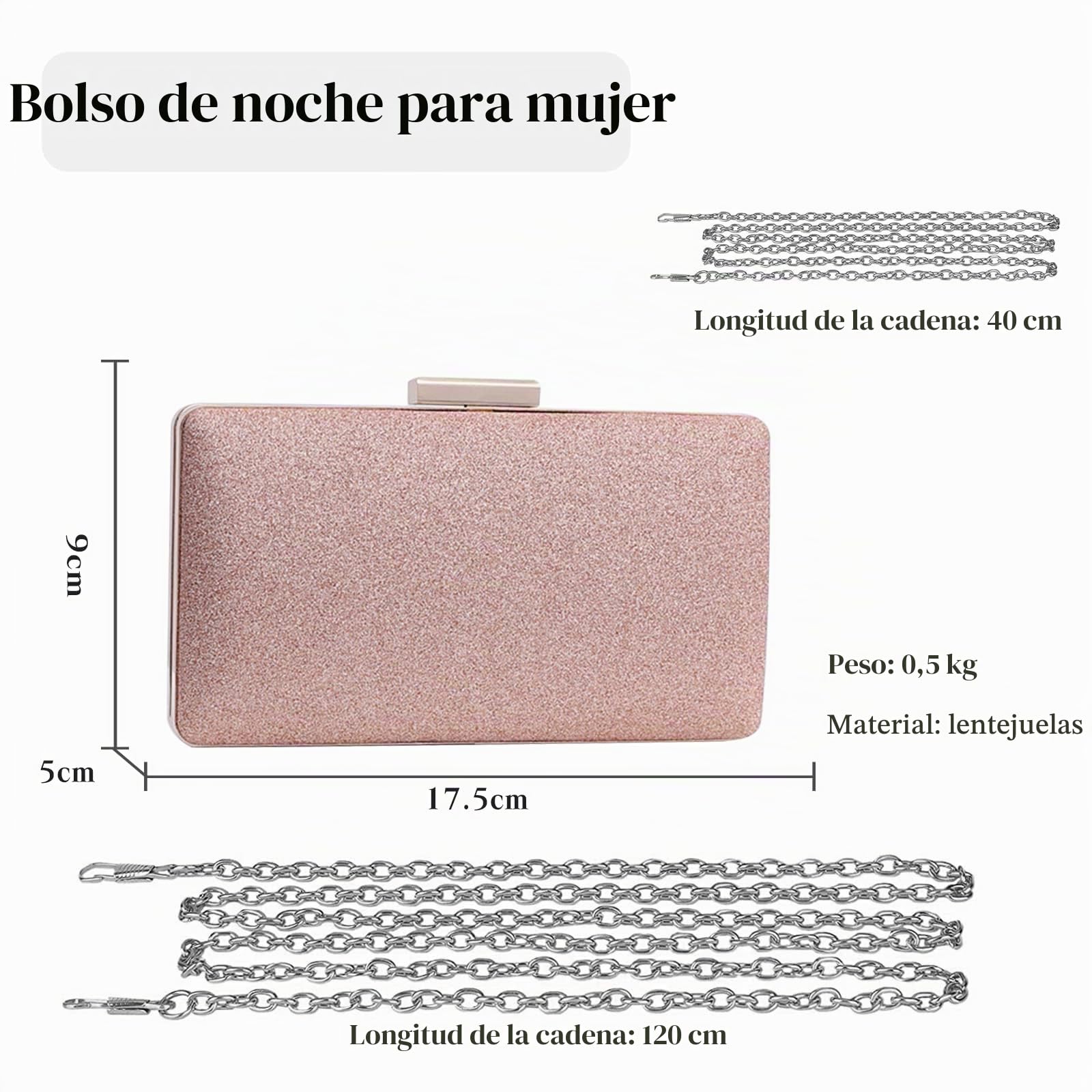 CORIOS Bolso de Fiesta para Mujer Brillante Bolsa de Noche Clutch de Lentejuelas Elegante Bolso de Hombro Bolso de Boda Fiesta de Graduación Boda Banquete Bolsos Bandolera Oro Rosa