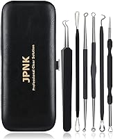 JPNK 6-Pc Blackhead Remover Kit: Stainless Steel Comedone Extractor Tools for Acne, Blemishes & Whitehead Popping with Leather Case