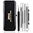 JPNK Blackhead Remover Tool Comedones Extractor Acne Removal Kit for Blemish, Whitehead Popping, 6 Pcs Zit Removing for Nose Face Tools with a Leather Bag (Black)