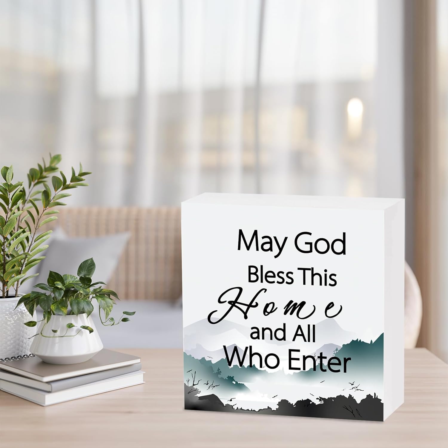 Christian Decor, May God Bless This Home Wooden Box Sign, Jesus Decor For Home Office Table Desk And Wall, Inspirational Gifts For Friends Family - Image 6