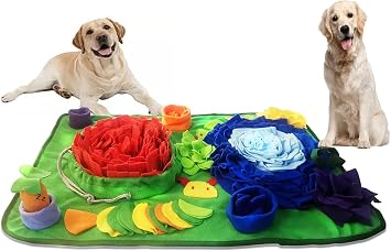 Snuffle Mat Dogs 31.5 "x19.7" ماتس تغذية الحيوانات الأليفة الكبيرة وسادة استنشاق الجراء ، ألعاب الألغاز التفاعلية للكلاب من سلالات متعددة تشجع مهارات البحث عن الطعام الطبيعية ، تدريب Sea Orange31.5 "x19.7"