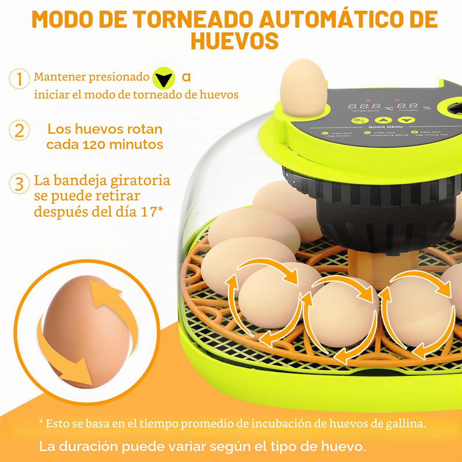 Incubadora de 12 huevos totalmente automática, incubadora de gallinas con suministro de agua automático y volteador de huevos automático, control de humedad, examinador de huevos para gallinas, patos