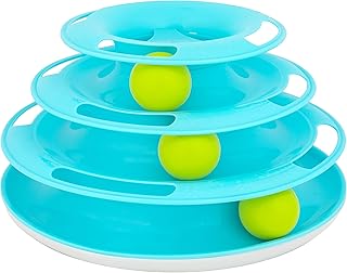 Our Pets Wobble Triple Chase Ball Track Interactive Cat Toy for Indoor Cats with Catnip (Cat Toys, Kitten Toys for Hunting and Chasing w/Rattling, Rolling Balls) Also Fun for Multiple Cats