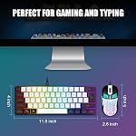 RedThunder 60% Gaming Keyboard and Mouse Combo, Ultra-Compact 61 Keys RGB Backlit Mini Keyboard, Lightweight 7200 DPI Honeycomb Optical Mouse, RGB Wired Gaming Set for PC PS5 Xbox Gamer(WhiteBlack)
