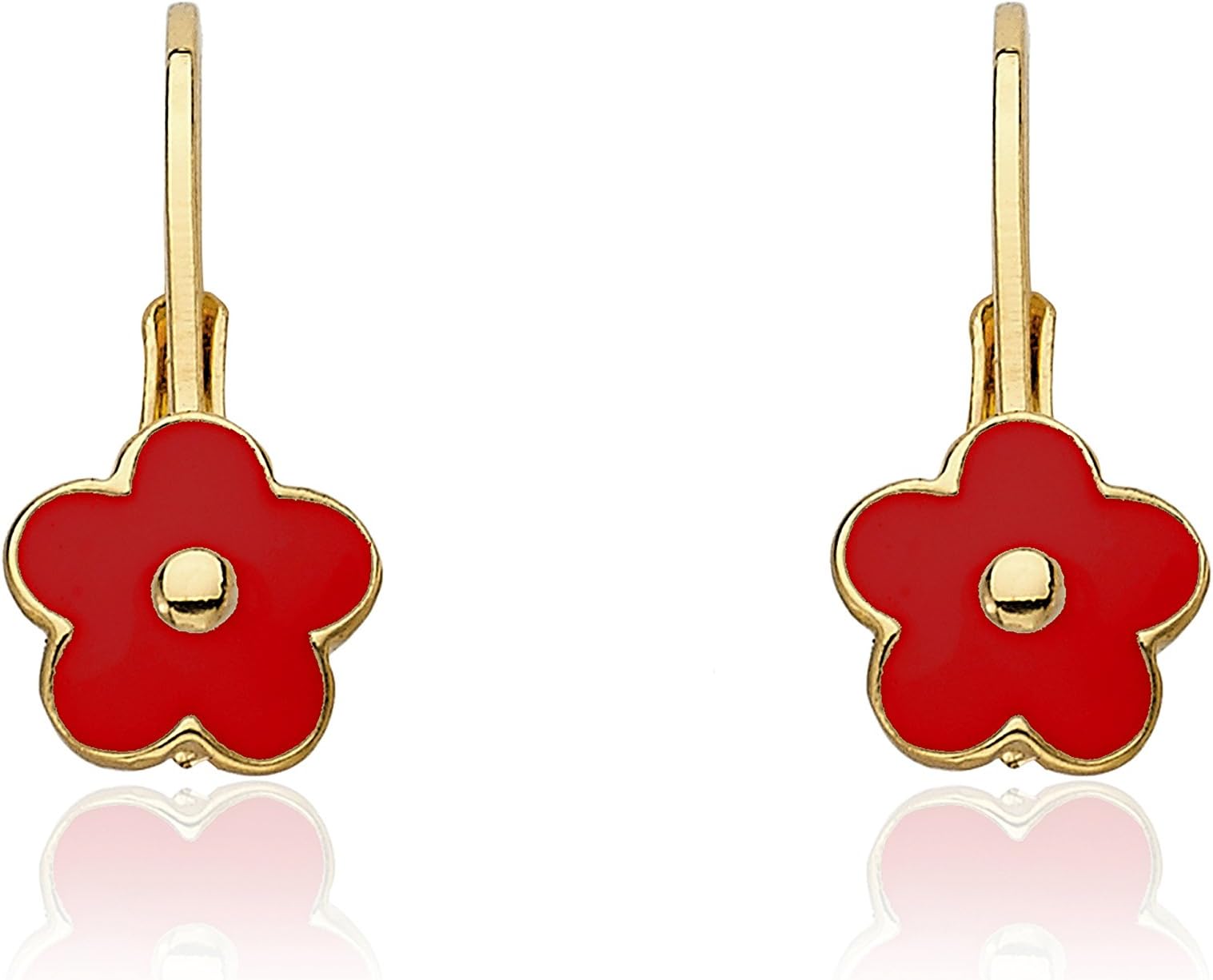 Little Miss Twin Stars Kids Earrings - 14k Gold Plated Flower Leverback Earrings-Hypoallergenic and Nickel Free For Sensitive Ears