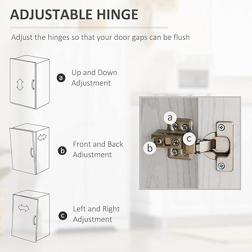 Miniatura 6 de HOMCOM Despensa de cocina armario independiente con 2 puertas estantes ajustables para sala de estar comedor y dormitorio color blanco