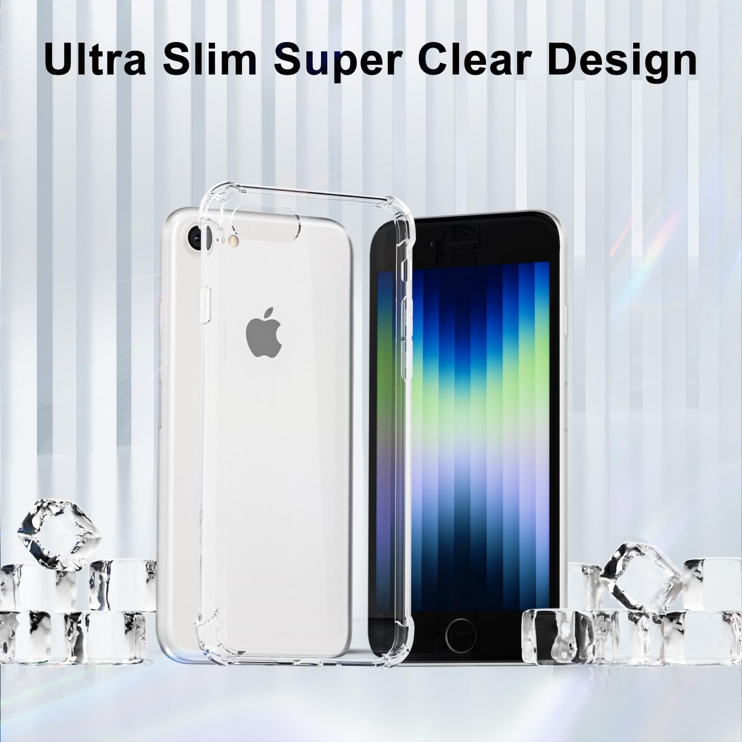 Svanove for iPhone SE Case 3rd Generation 2022/2020/2nd, iPhone 7/8 Case Clear, Transparent Thin Slim Flexible TPU Cute Cover Aesthetic Design, Soft Silicone for Women Girl Non-Yellow, Clear image 3