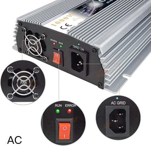 Miniatura 3 de 1000W 12V viento 18V rejilla Tie onda sinusoidal pura MPPT inversor de energía solar DC 10.5V-30V CA 110V 120V trabajable para EE.UU. Seleccionable