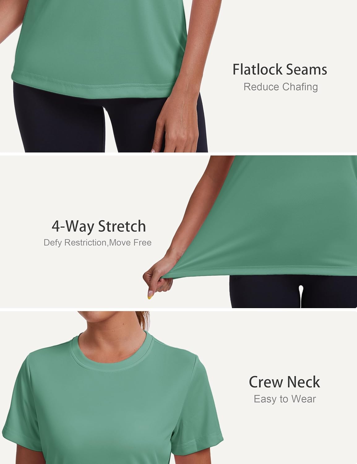 KINSWT Women's UPF 50+ Sun Shirts UV Protection Short Sleeve Rash Guard Swim Shirts Quick Dry Athletic Workout Tops - Image 5