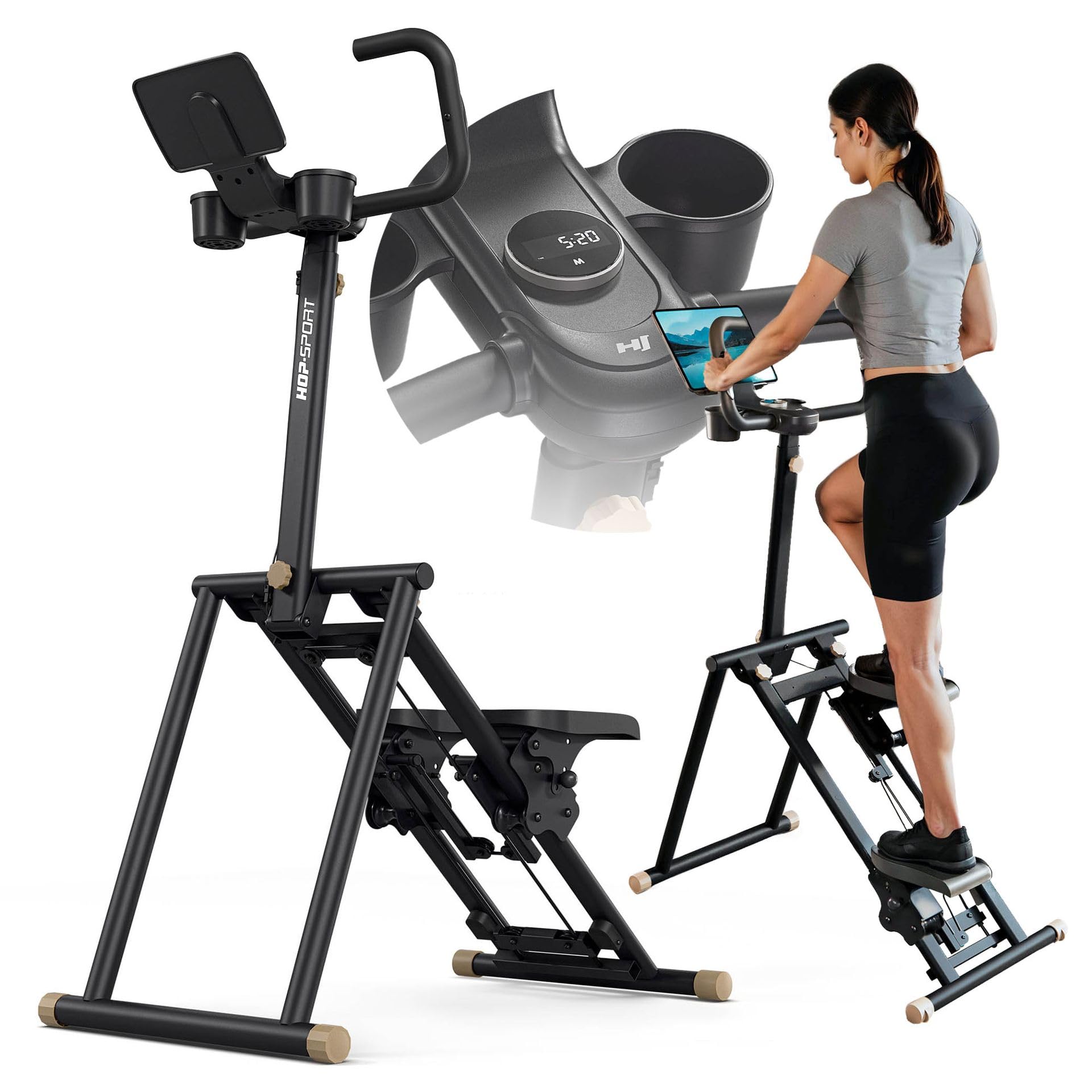 HOP Sport® Stair Stepper HS-100B Cardio Vertical Climber Maschine, Stepper für Ganzkörper-Workout, verstellbare Lenker, Stair Stepper, Treppensteiger, Klattermaschine bis 120 kg