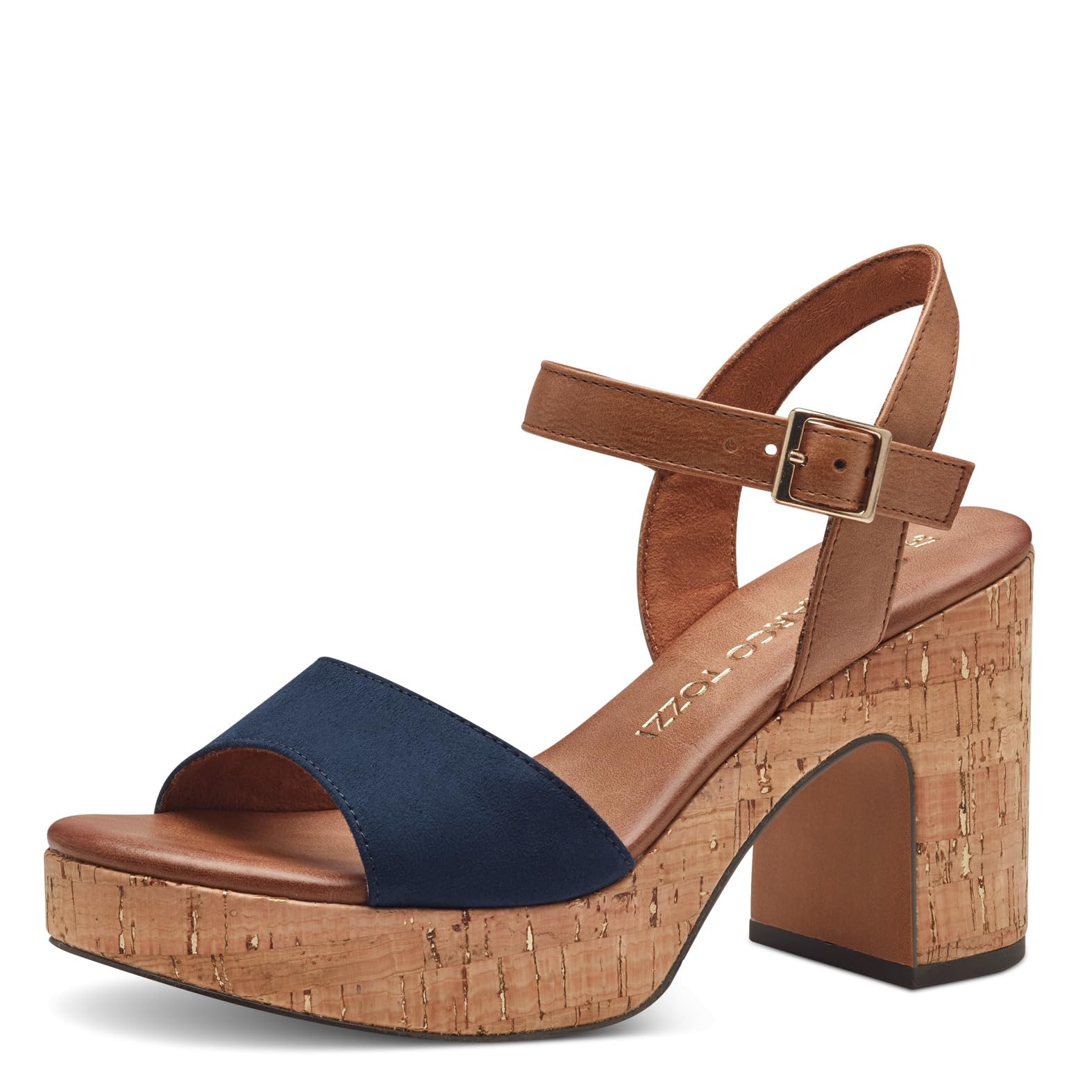 MARCO TOZZI Women's 2-28008-42 Heeled Sandal, Navy Comb, 7.5