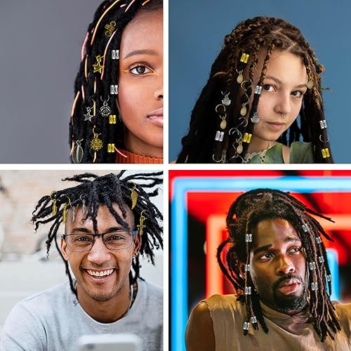 Miniatura 7 de 220 piezas de cuentas para el cabello, accesorios para trenzar, accesorios para trenzar, puños trenzados, anillos de metal para mujer, joyería para