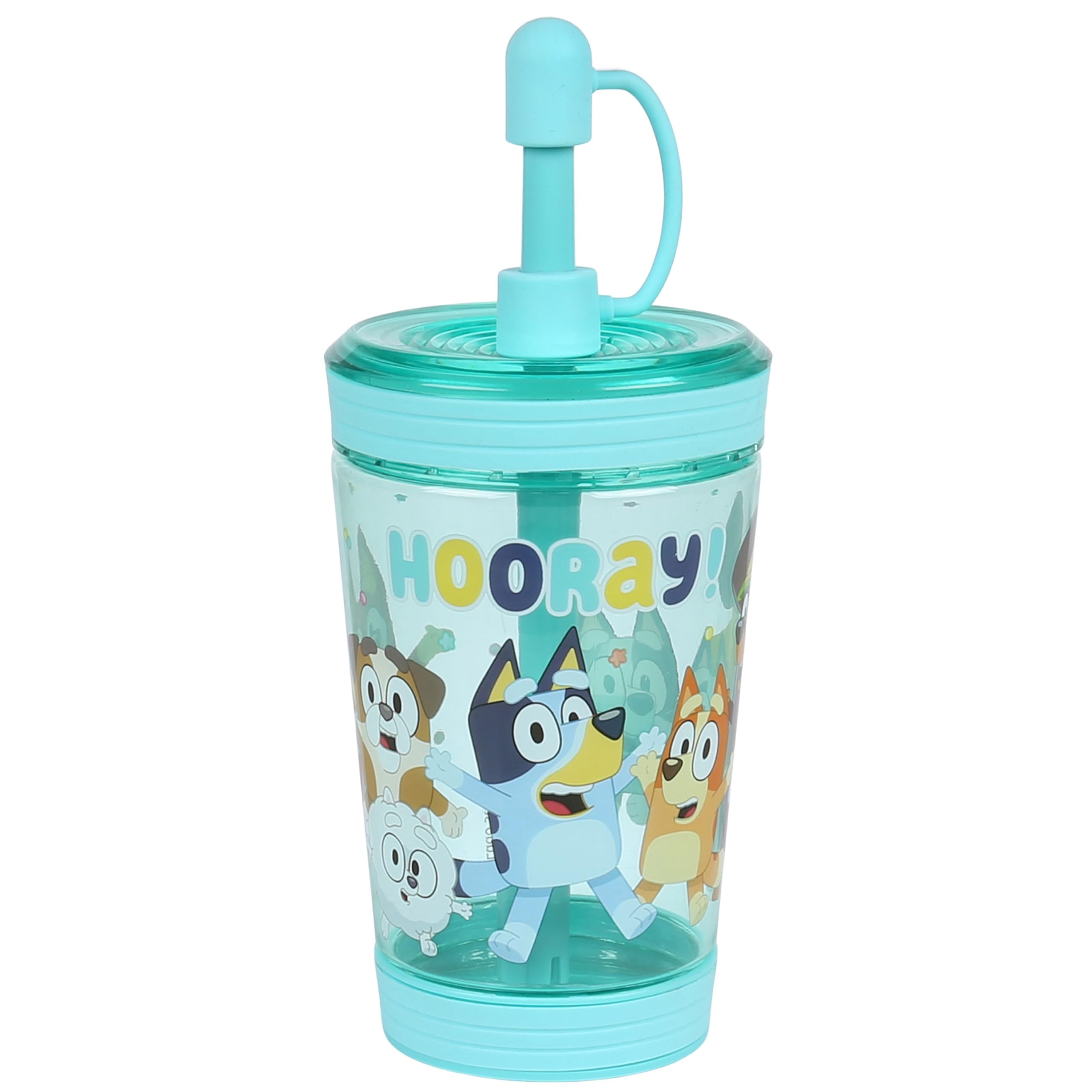 Tasse anti-gouttes avec paille Bluey 480 ml, gobelet transparent boisson froide enfant