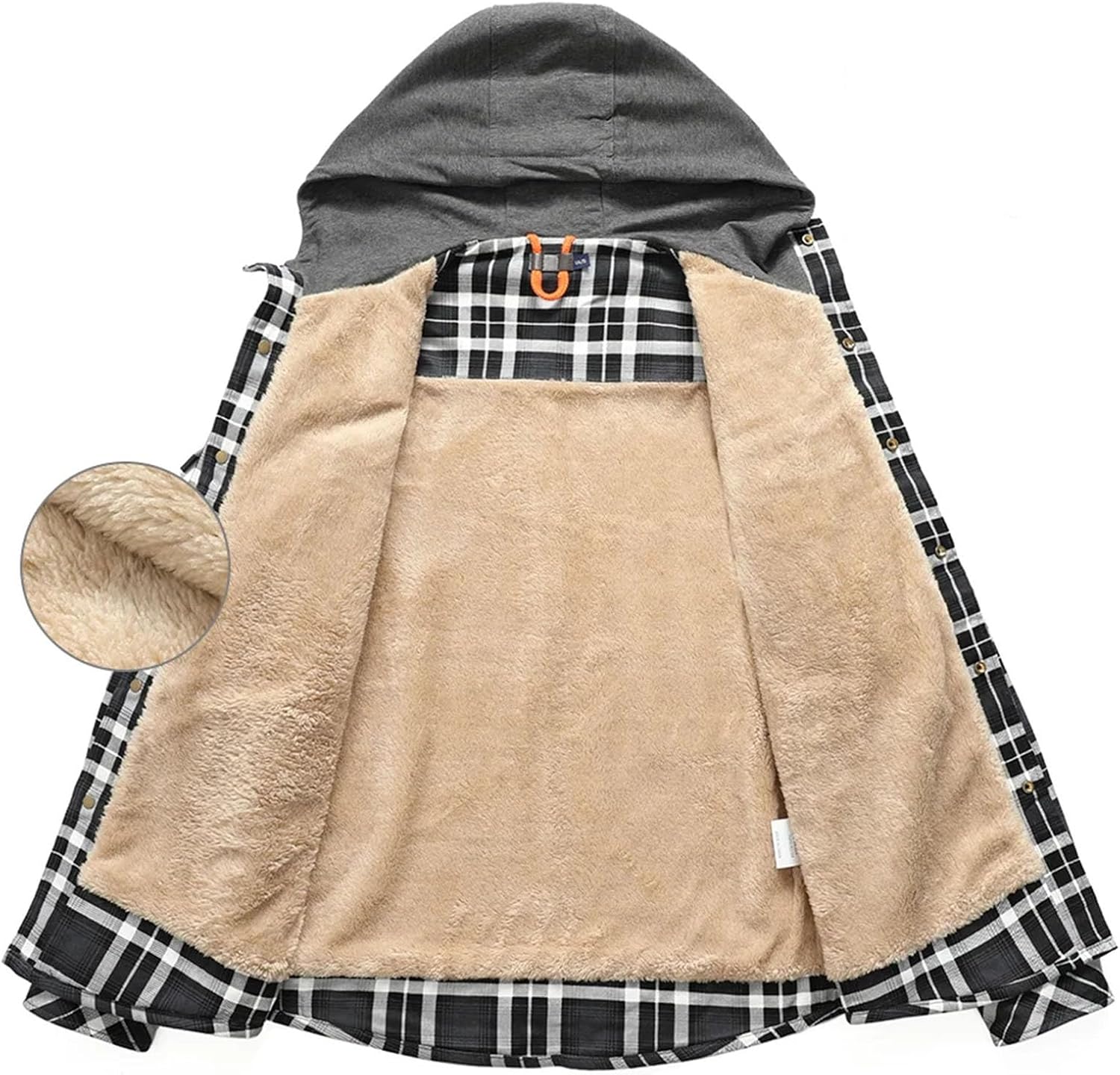 Men's Soft Fleece Plaid Jacket Warm Outdoor Casual Shirt Style Button Coat