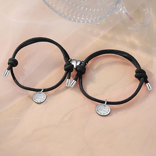 Miniatura 4 de Pulseras personalizadas para pareja con nombre grabado personalizado a juego pulseras para parejas para él y ella, pulsera de relación personalizada