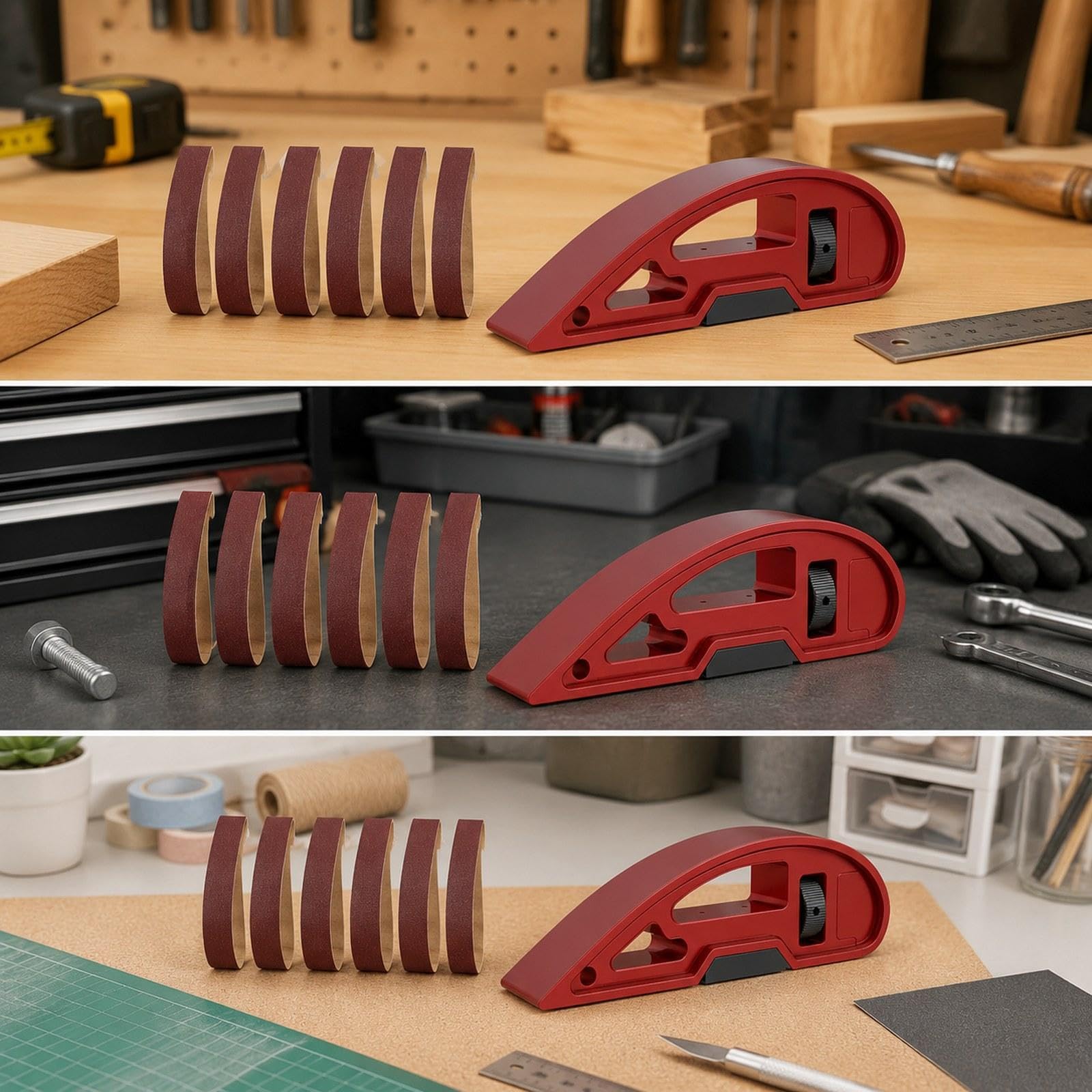 Soporte de Aleación de Aluminio Versátil, Resistente Y de Calidad para Lijado Manual de Bloques de Lijado para Muebles Y Artesanías D, 6 Bandas de Lijado