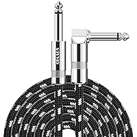Vista 8 de Cable de Guitarra de 6 Pies Cable de Instrumento para Guitarra Eléctrica y Bajo, Teclado - Cable AMP de Ángulo Recto de 1/4 Pulgada, Negro