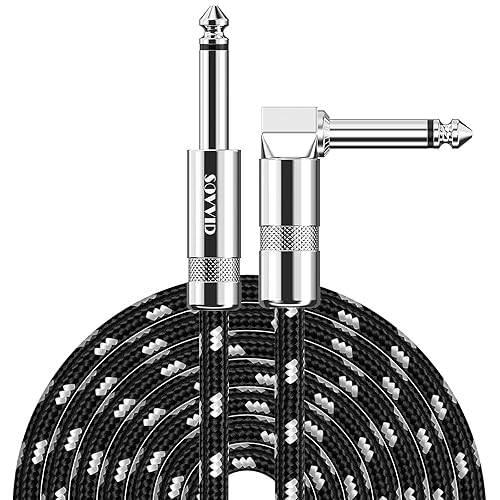 Miniatura 39 de Cable de guitarra de 6 pies para bajo eléctrico, teclado, cable AMP de ángulo recto de 1/4 pulgadas, color negro