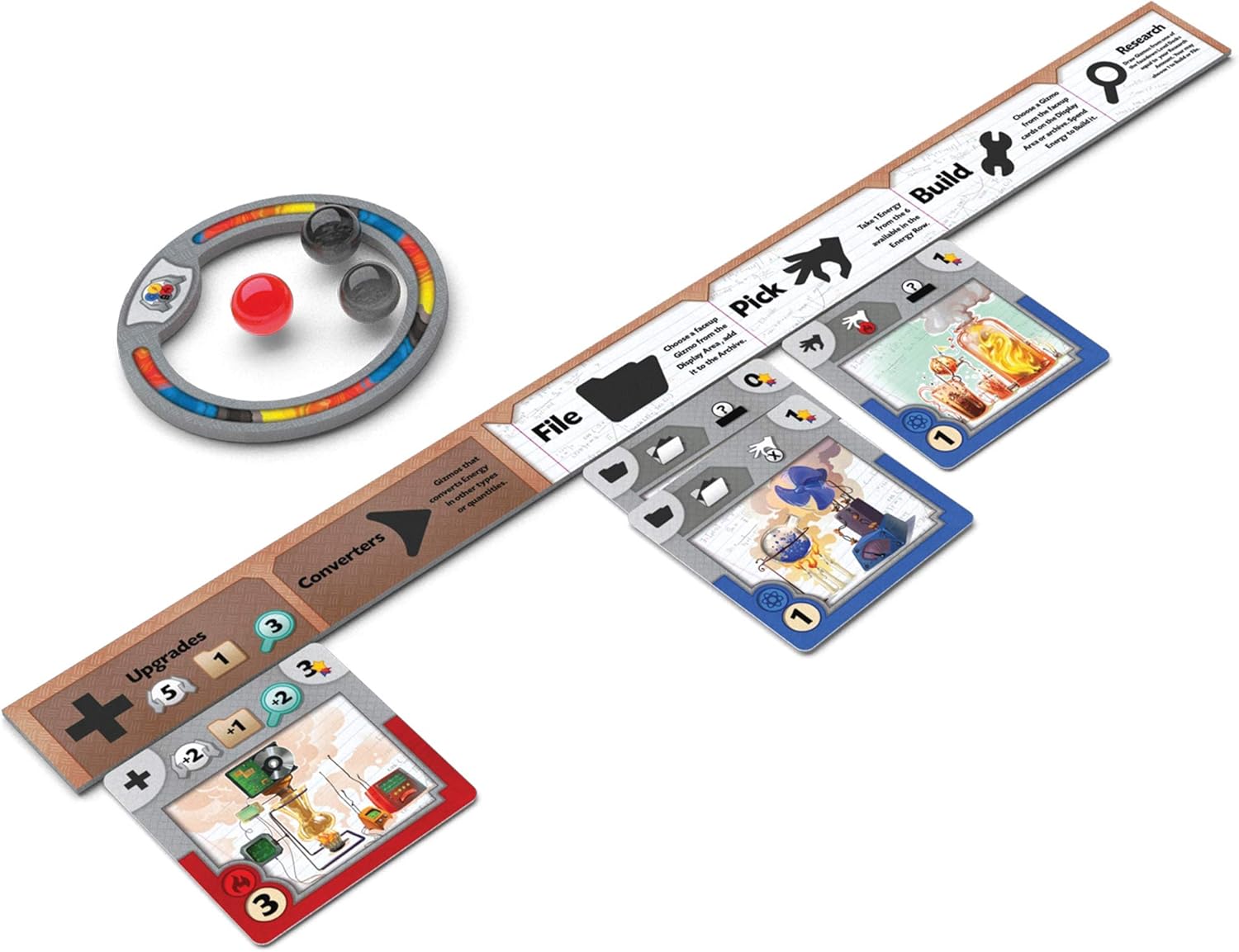 CMON Gizmos Board Game (2nd Edition) | Science Themed Strategy Board Game for Adults and Teens | Ages 14+ | 2-4 Players | Average Playtime 40-50 Minutes | Made by CMON