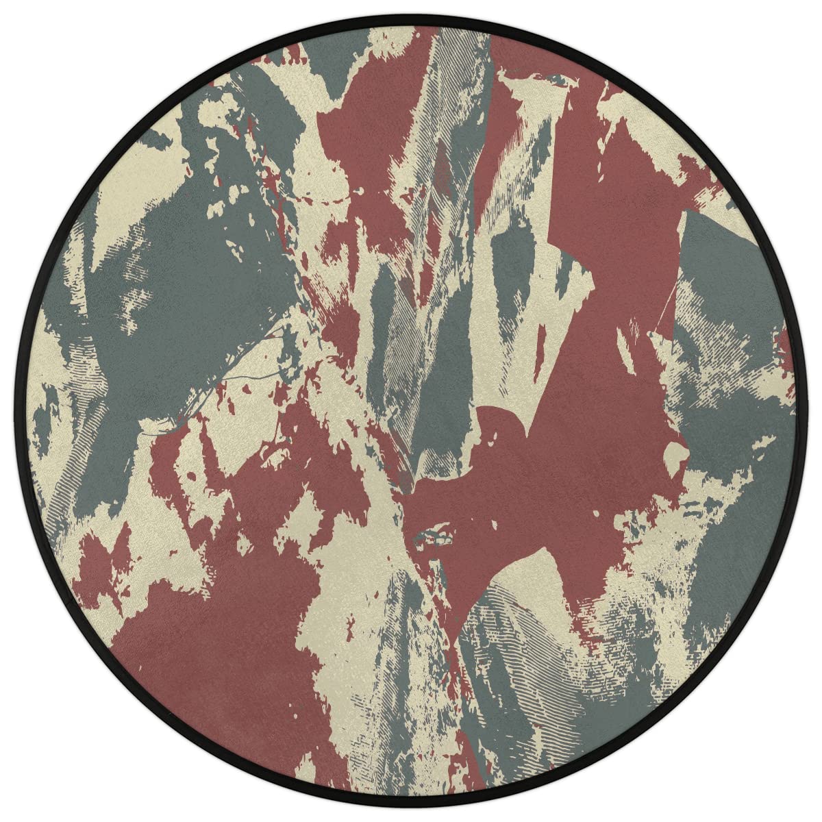 Color Creative Background Tapis rond lavable en machine, motif camouflage, antidérapant, doux, pour salon, canapé, chambre d'enfant, décoration de chambre d'enfant 0,9 m