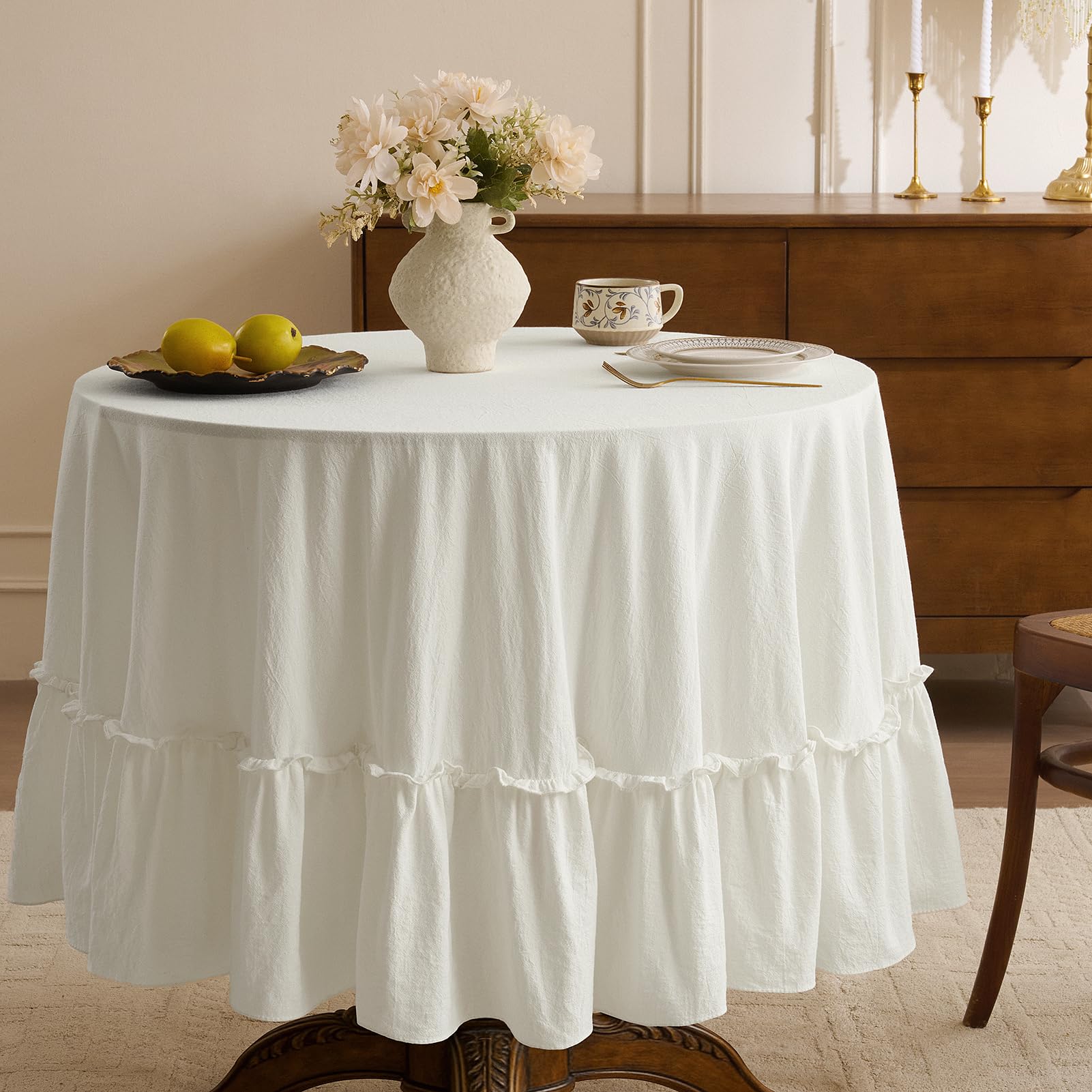 Orange Gingham Tablecloth - Ruffled Rectangle -11