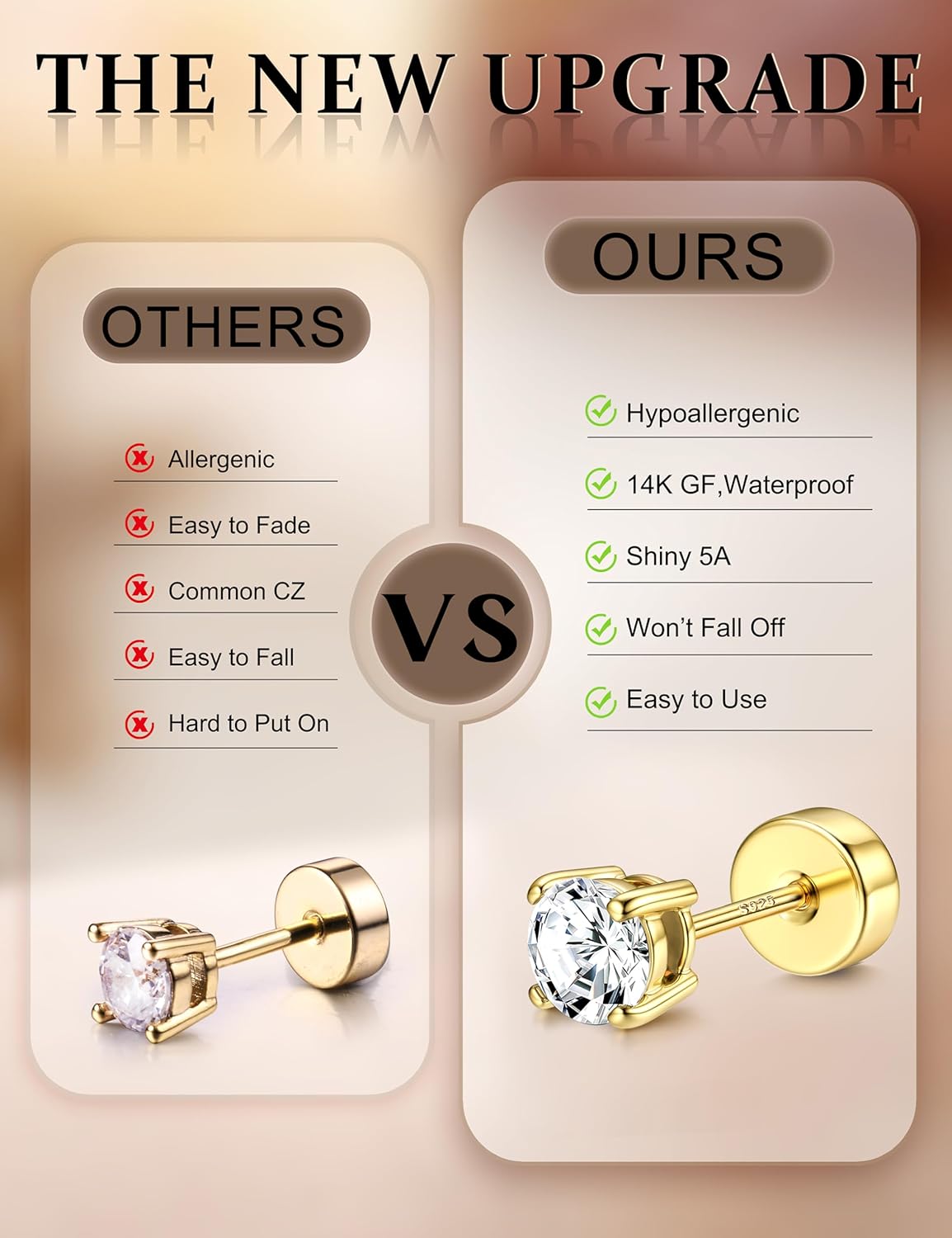 LOLIAS Dainty Hypoallergenic Flat Back Stud Earrings for Women Trendy | 14K Gold Plated Cartilage Earring Helix Conch Tragus Piercing Jewelry | Small Surgical Stainless Steel Earring Sets 20G - Image 8