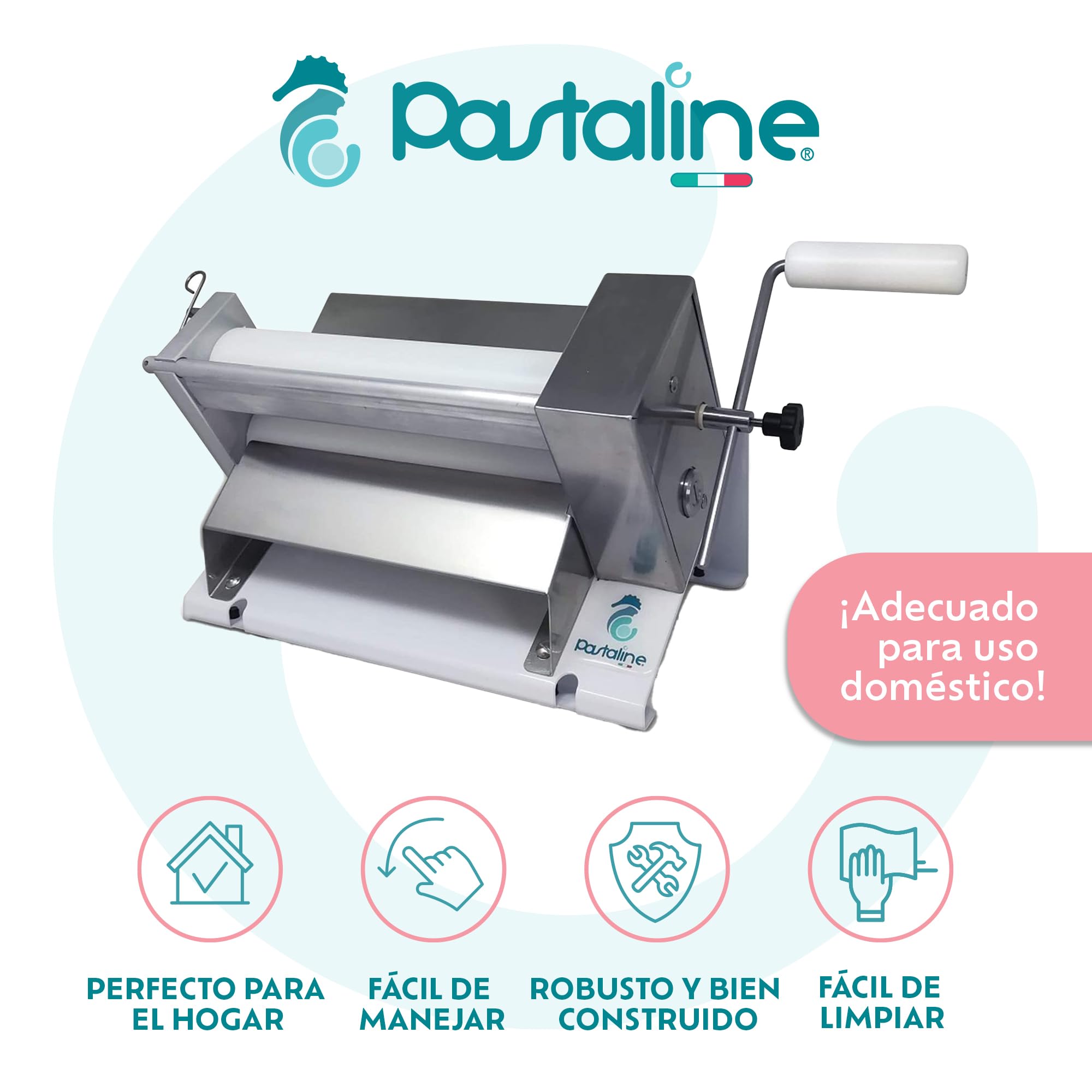 Pastaline Máquina Laminadora de Masa Manual - Laminadora de Fondant Sfogliafacile para Glaseado, Mazapán y Hojaldre | Máquina de Fondant de Fácil Instalación para Hogar o Pequeña Cocina Comercial