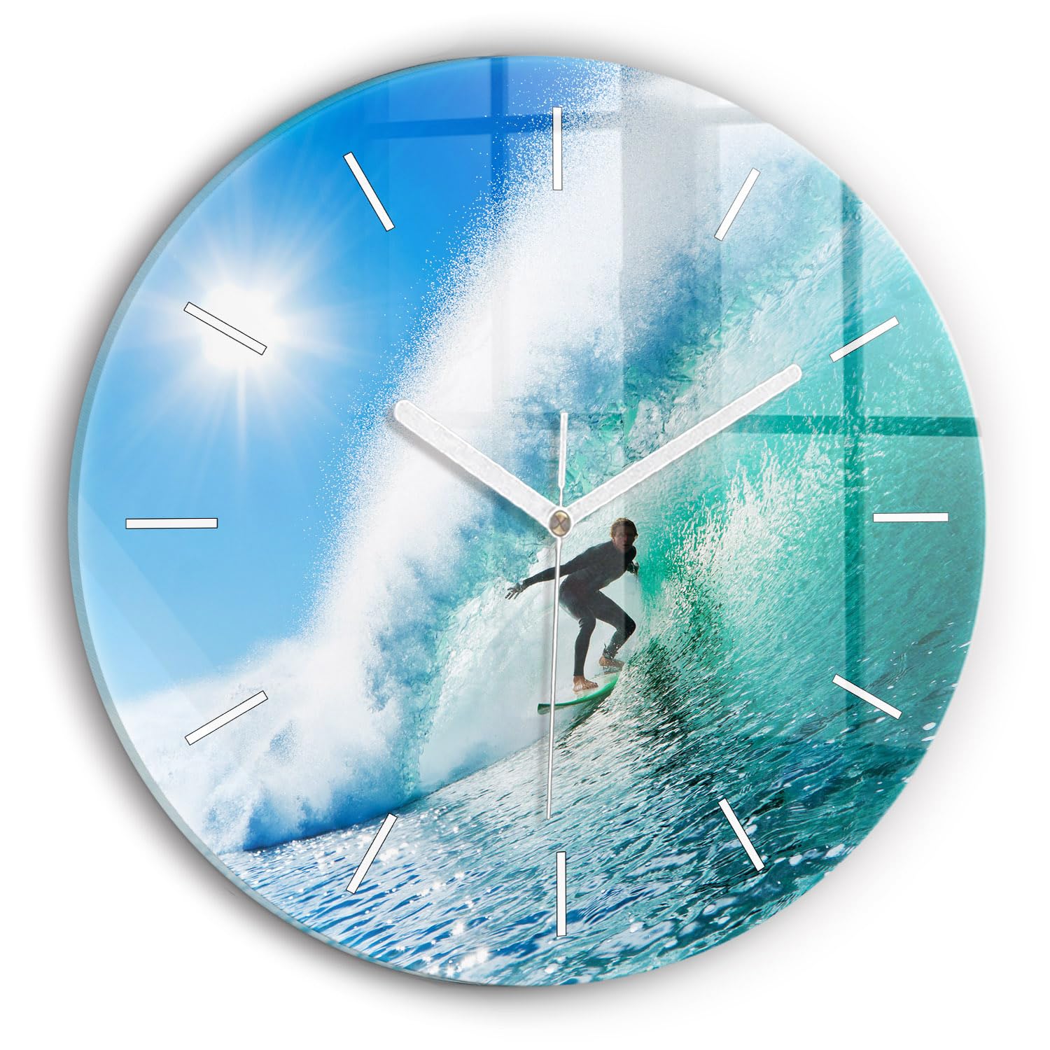 Horloge murale Wallfluent surf à Hawaï silencieuse pour chambre