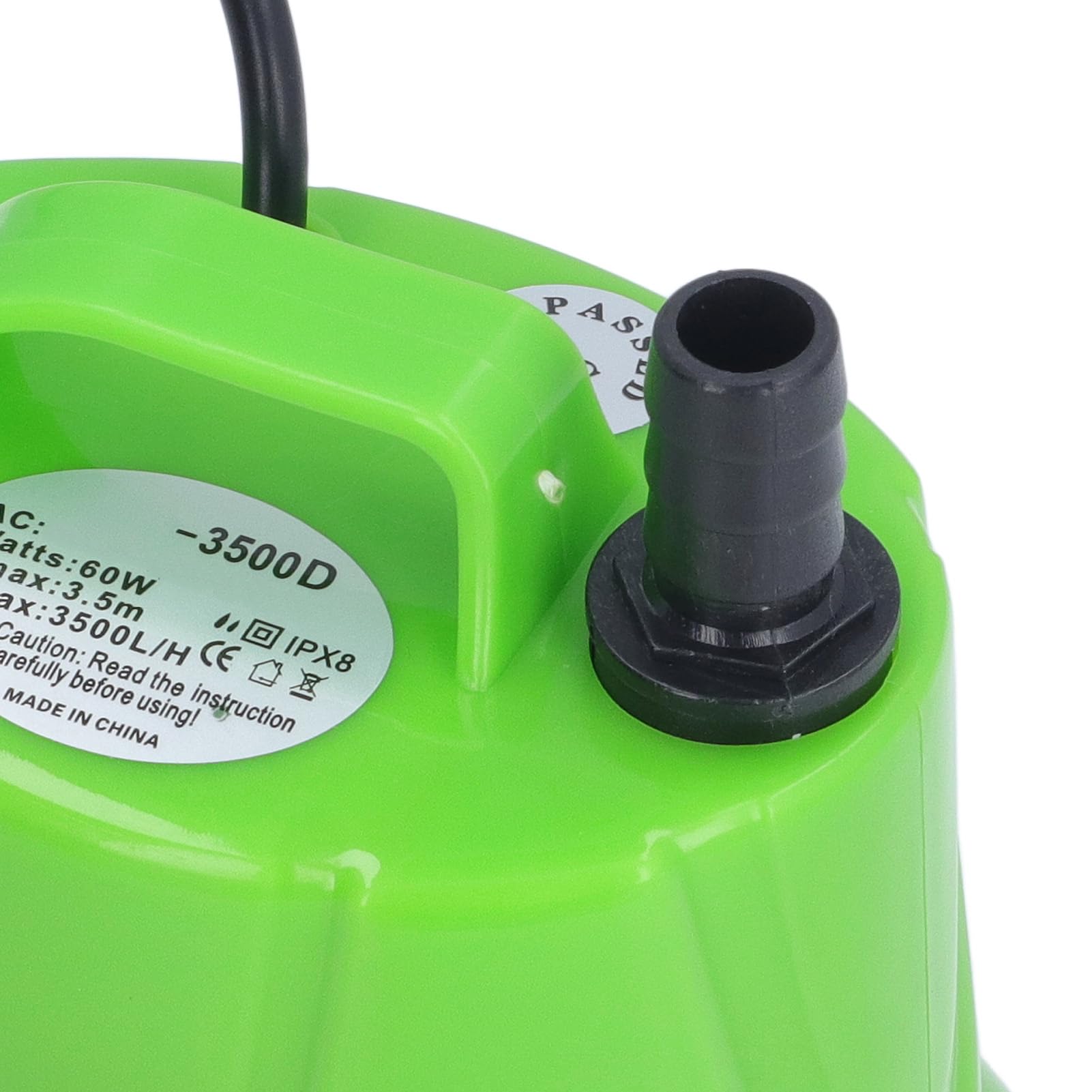 Bomba de Agua Sumergible para Drenaje de Piscina, Bomba de Agua Sumergible de Succión de 360 ​​grados, Elevación Ultra Silenciosa, 60 W, 11,5 Pies para Acuario (Enchufe UE