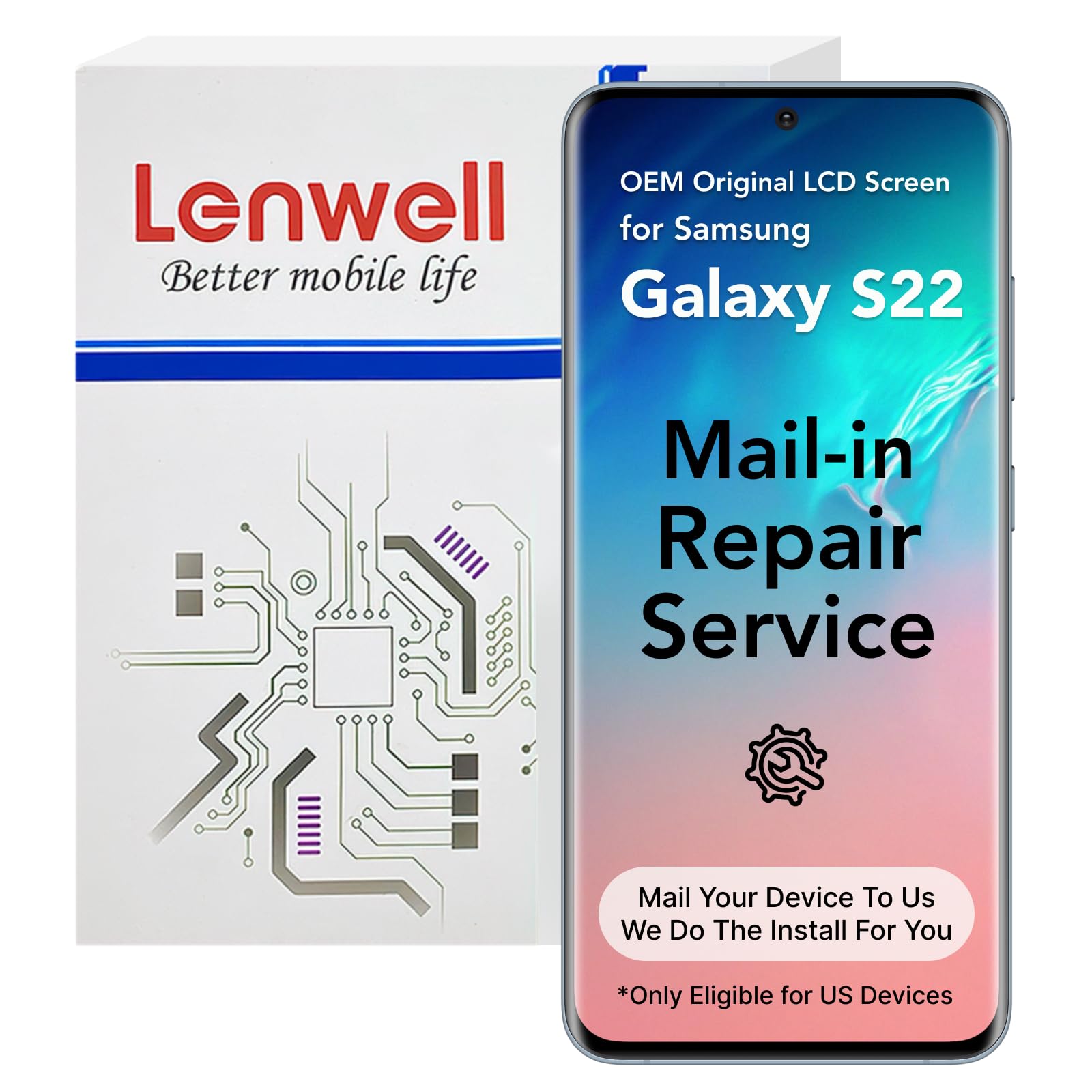 Mail-in Repair Service for Samsung Galaxy S22 5G 6.1'' True Original OEM Pull Screen Replacement Display Digitizer LCD Touch Assembly SM-S901 S901U S901U1 S901B/DS/W/N/0/E (No Screen Tools)