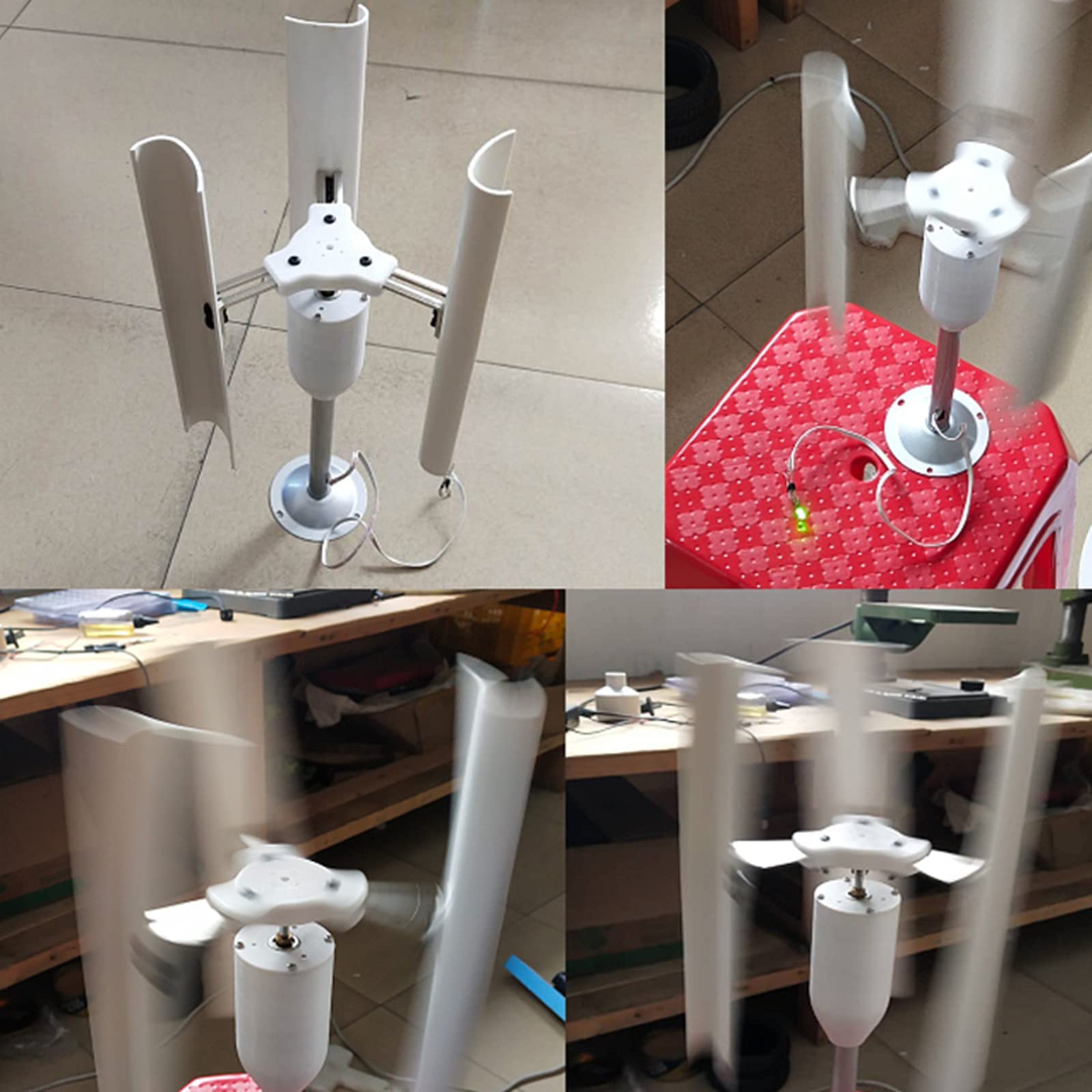 Aerogenerador de eje vertical con generador de imán permanente trifásico para proyectos de bricolaje, piezas de modelo, 42 x 22 cm, solución eficiente de energía renovable
