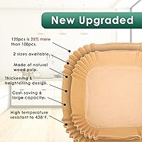 Vista 4 de Forros de papel para freidora de aire, 125 piezas de papel pergamino, forro desechable para freidora de aire para microondas, forros antiadherentes